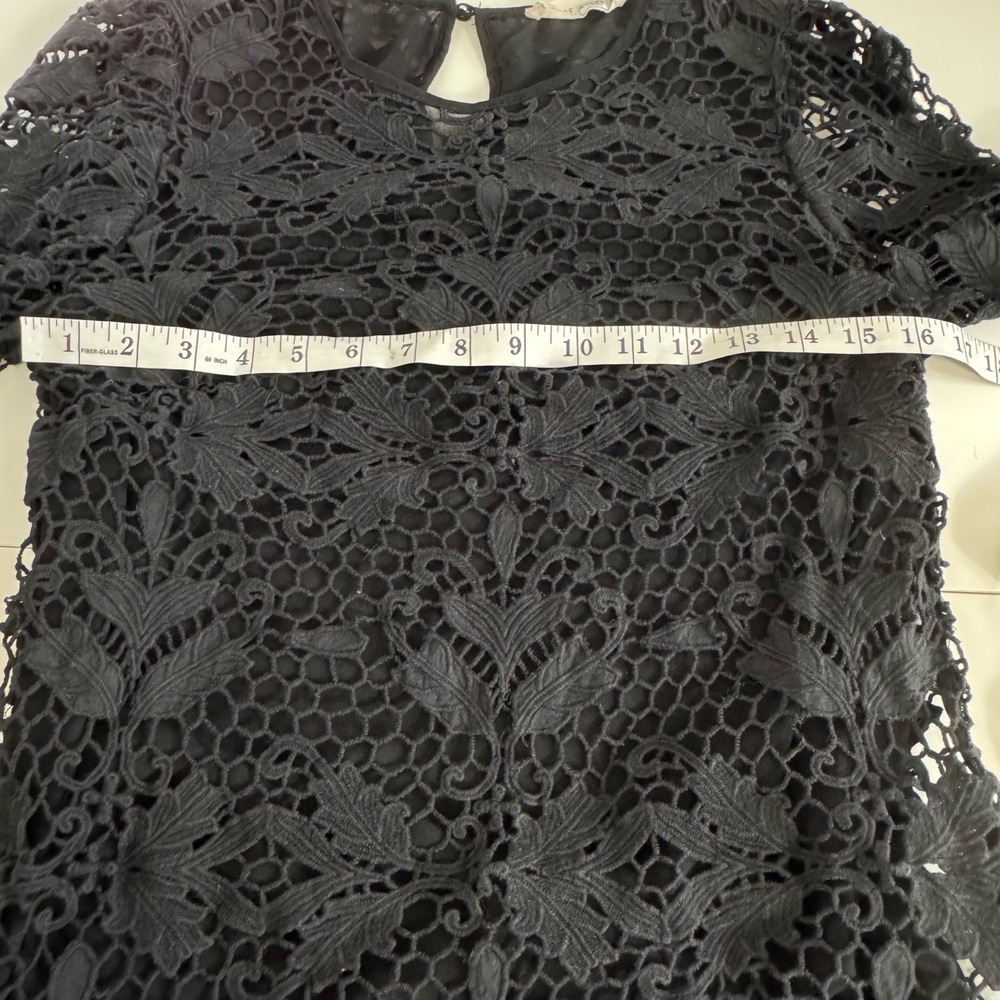 Stevie May Long Sleeve Top Lace Blouse Sheer Arm Crewneck Black Size S - Picture 5 of 7